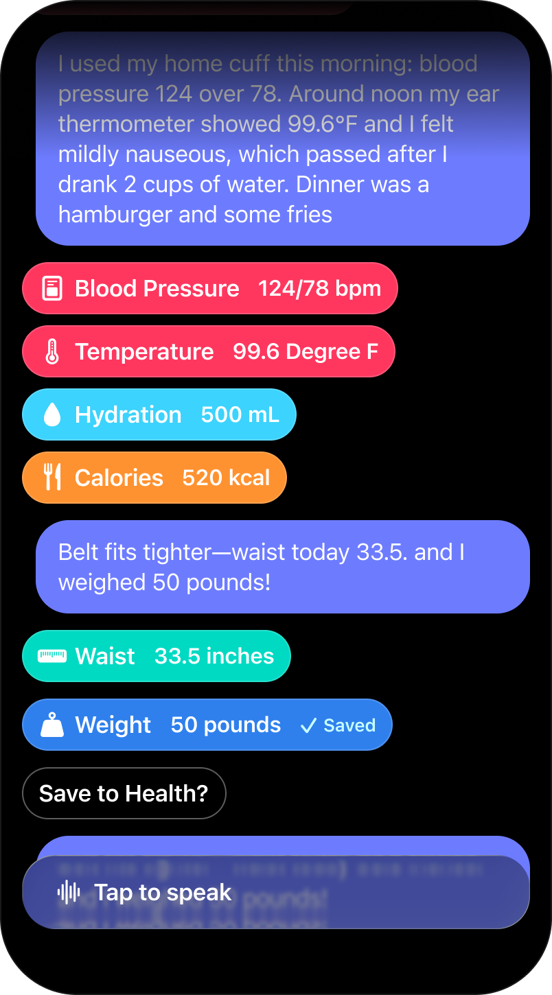 Speak2Health conversation preview